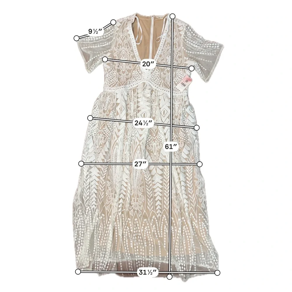 NWT A Beautiful Soul Arula White Lace Maxi Dress - Plus 1X - Picture 7 of 7